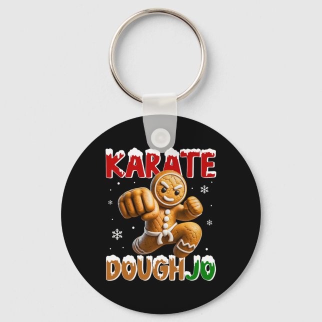 Karate Doughjo Funny Martial Arts Kick Gingerbread Key Ring (Front)
