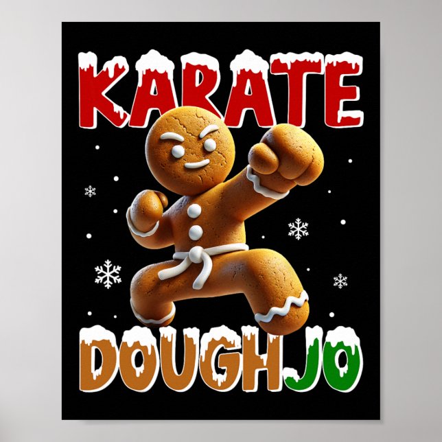 Karate Doughjo Funny Martial Arts Punch Gingerbrea Poster (Front)