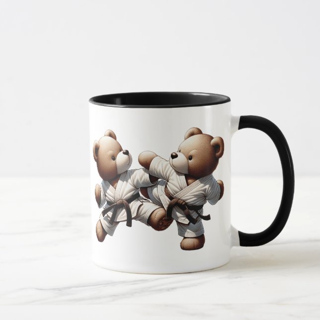 Karate fight between bears. mug (Right)