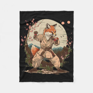 Karate Fox Motif Taekwondo Jiu-jitsu Mma Kickboxin Fleece Blanket