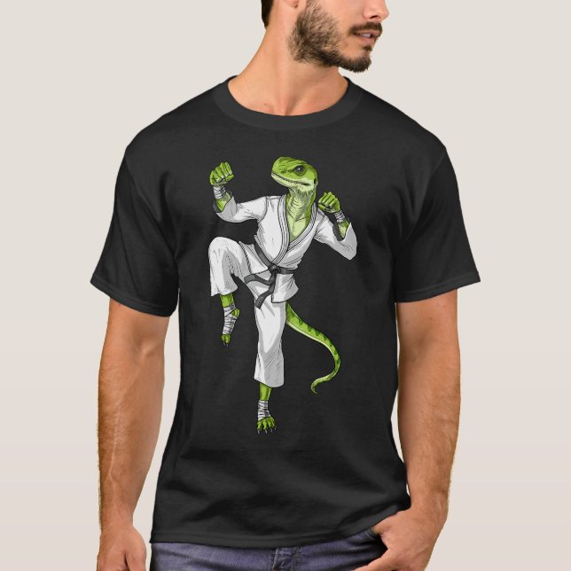 Karate Gecko Lizard T-Shirt (Front)