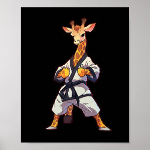 Karate Giraffe Taekwondo Martial Arts Fighter Poster