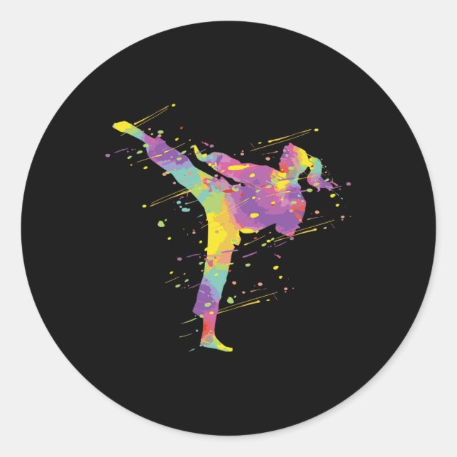 Karate Girl 4  Classic Round Sticker (Front)
