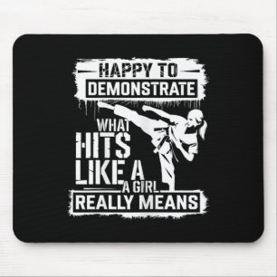 Karate Girl Attitude Empowerment Quote Mouse Pad