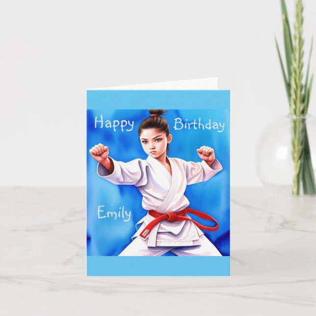 Karate Girl Birthday Card (Front)
