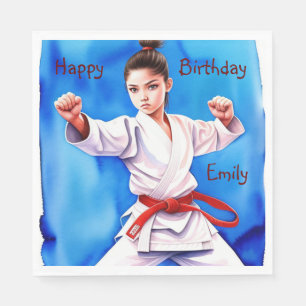 Karate Girl Birthday Napkin
