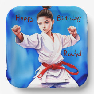 Karate Girl Birthday Paper Plate