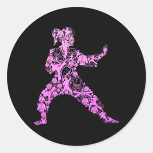 Karate Girl Classic Round Sticker