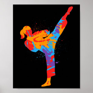 Karate Girl Colorful Martial Arts Kids Women Girls Poster