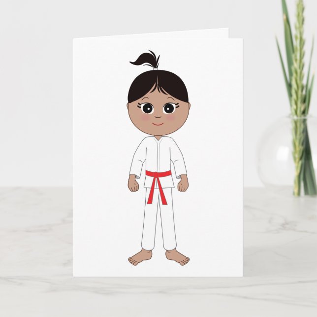Karate Girl Congratulations Red Belt Card (Front)