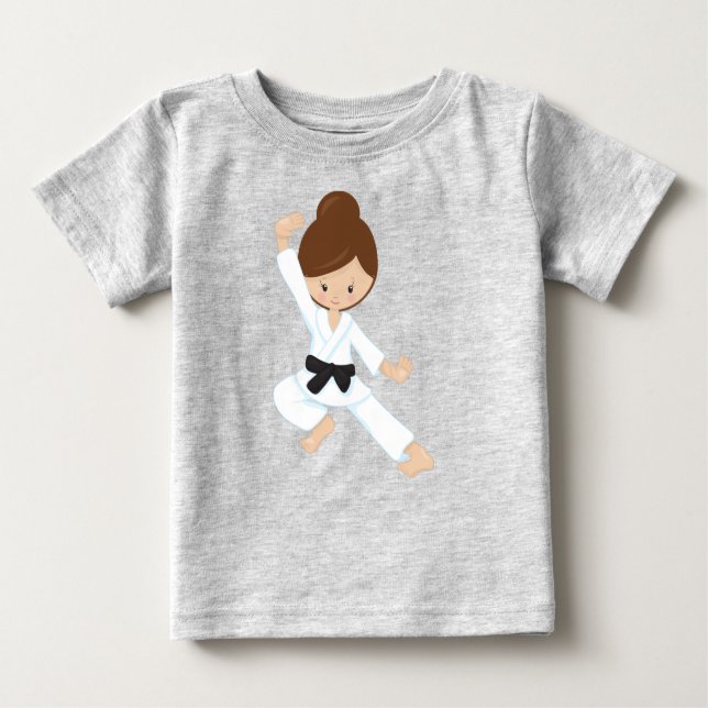 Karate Girl, Cute Girl, Black Belt, Brown Hair Baby T-Shirt (Front)