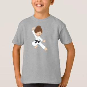 Karate Girl, Cute Girl, Black Belt, Brown Hair T-Shirt
