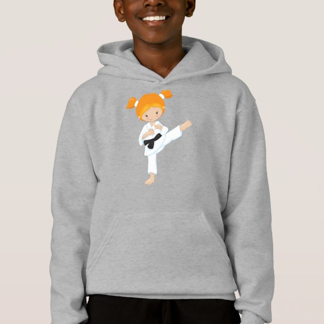 Karate Girl, Cute Girl, Black Belt, Orange Hair (Front)