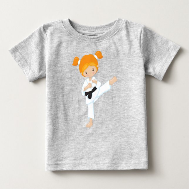 Karate Girl, Cute Girl, Black Belt, Orange Hair Baby T-Shirt (Front)
