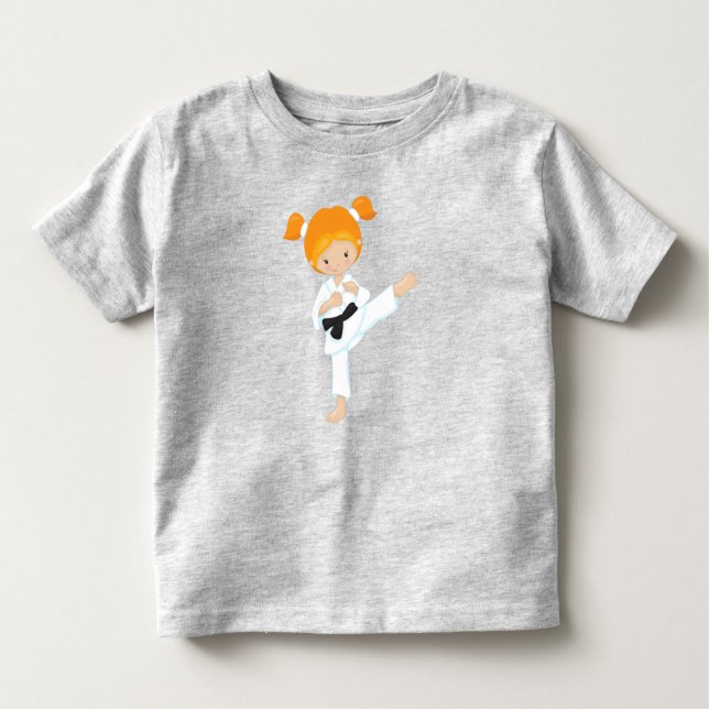 Karate Girl, Cute Girl, Black Belt, Orange Hair Toddler T-Shirt (Front)