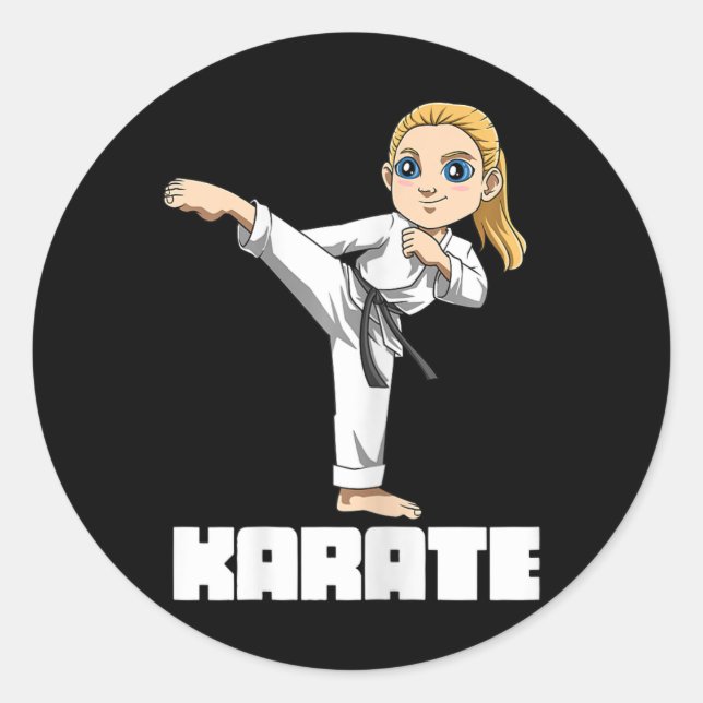 Karate Girl Fighter  Classic Round Sticker (Front)