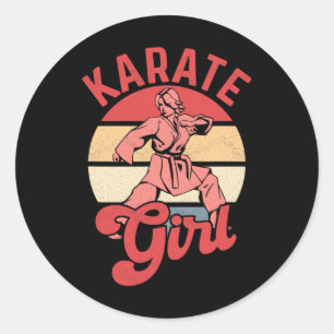 Karate Girl Karateka Self Defence Fighter Classic Round Sticker