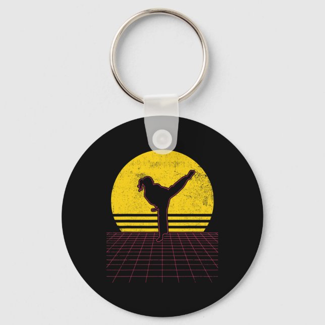 Karate Girl Vintage  Key Ring (Front)