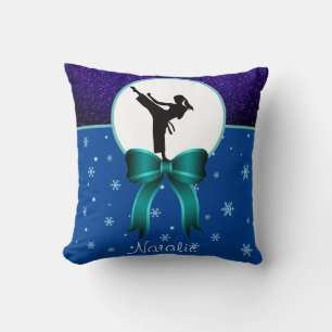 Karate Girls Glitter and Bow Snowflake   Cushion
