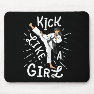 Karate Girls' Kick Like A Kickboxing Taekwondo Mouse Pad