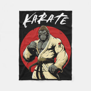 Karate Gorilla Karateka Fleece Blanket