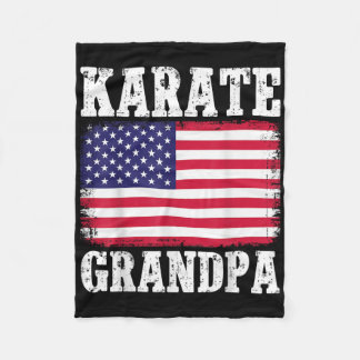 Karate Grandpa Patriotic Usa Flag Martial Arts 4th Fleece Blanket