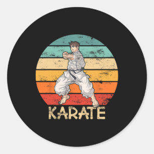 Karate Grunge Design Karate Fighter Makes Punch In Classic Round Sticker