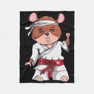 Karate Hamster Kickboxing Martial Art Jiu Jitsu Fa Fleece Blanket