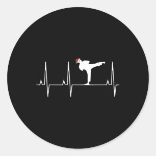 Karate Heart Beat Christmas Pajama Martial Arts Mm Classic Round Sticker