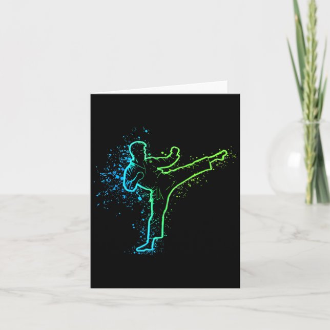 Karate High Kick Splash Style Martial Arts Design  Card (Front)