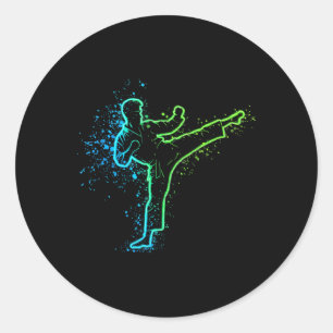 Karate High Kick Splash Style Martial Arts Design  Classic Round Sticker