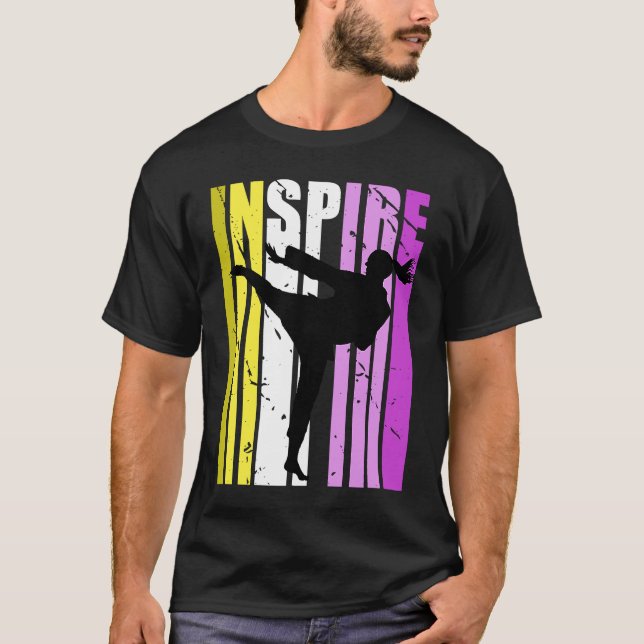 Karate Inspire Cute Colours Inspirational Motivati T-Shirt (Front)