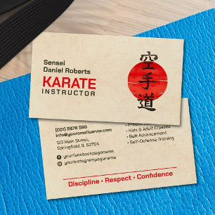 Karate instructor - Japanese Kanji and sun Business Card