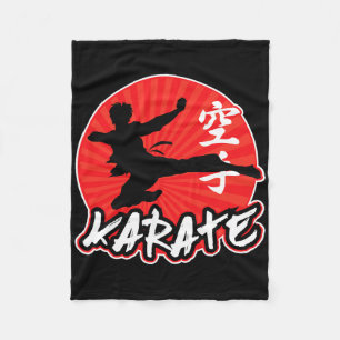 Karate Jumping Side Kick Japanese Fleece Blanket