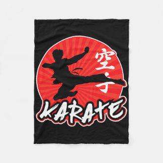 Karate Jumping Side Kick Japanese  Fleece Blanket