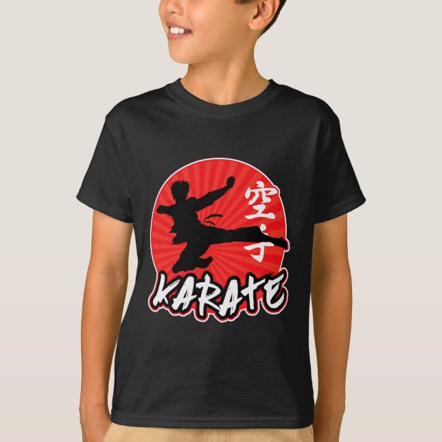 Karate Jumping Side Kick Japanese  T-Shirt (Front)