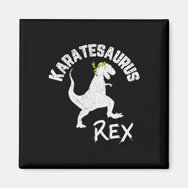 Karate Karatesaurus Rex Dinosaur Funny Martial Art Magnet (Front)