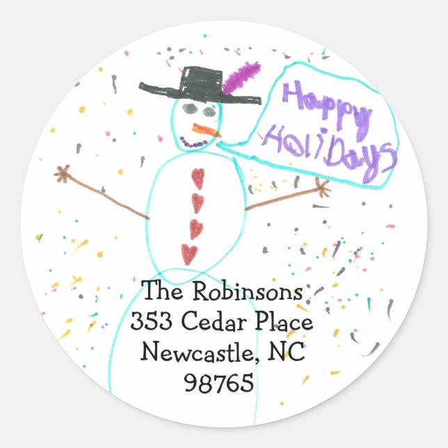 Karate Kat holiday return address Classic Round Sticker (Front)