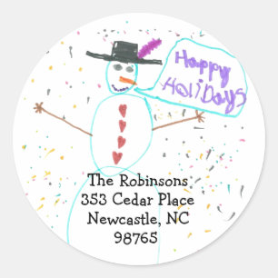 Karate Kat holiday return address Classic Round Sticker