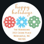 Karate Kat return-address label<br><div class="desc">Cute,  classy address label for the holidays.  To personalise,  click "customise it" and "change text, " then replace our sample info below snowflakes with your own. Features kids' artwork,  and creators give half their proceeds to children's charities.</div>