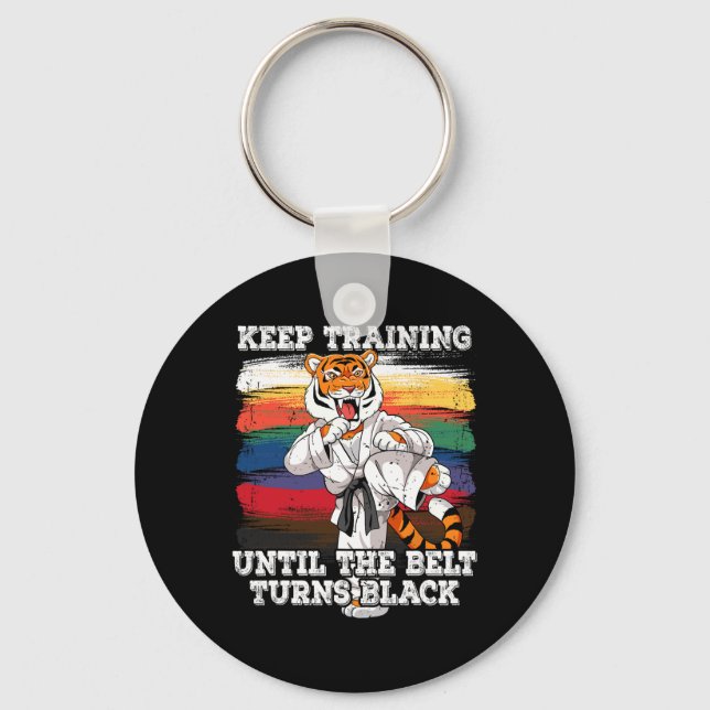 Karate Keep Training Until The Belt Turns Black  Key Ring (Front)