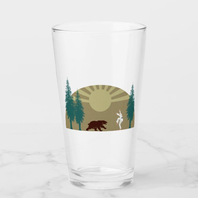 Karate Kick Bear Glass (Front)