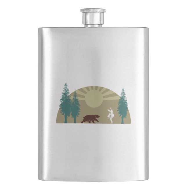 Karate Kick Bear Hip Flask (Front)