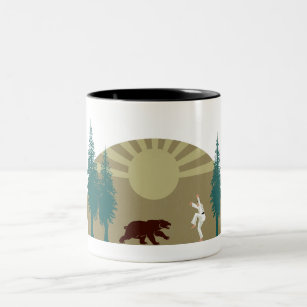 Karate Kick Bear Two-Tone Coffee Mug