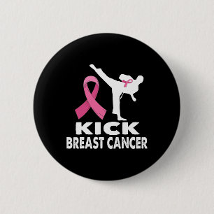 Karate Kick Breast Cancer Awareness Pink 6 Cm Round Badge