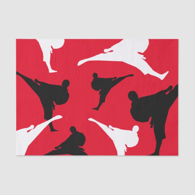 Karate kick pose silhouettes martial arts theme tissue paper (Front)