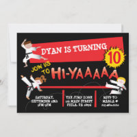 Karate Kick Red Birthday Party Invitation