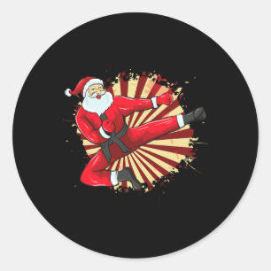 Karate Kick Santa Judo Taekwondo Martial Arts Chri Classic Round Sticker