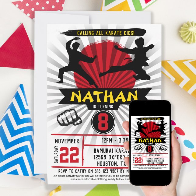 Karate Kid Martial Arts Cobra Kai Invitation (Creator Uploaded)