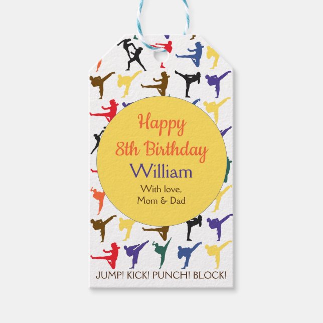 Karate Kids Birthday Party Favour Tags (Front)